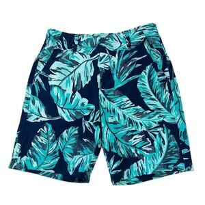 Under Armour Drive Golf Chino Hawaiian Shorts Men Size 32 Navy Teal Tropical